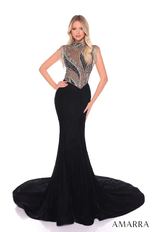 Amarra 88104 Long Formal Fringe Mermaid Evening Prom Dress