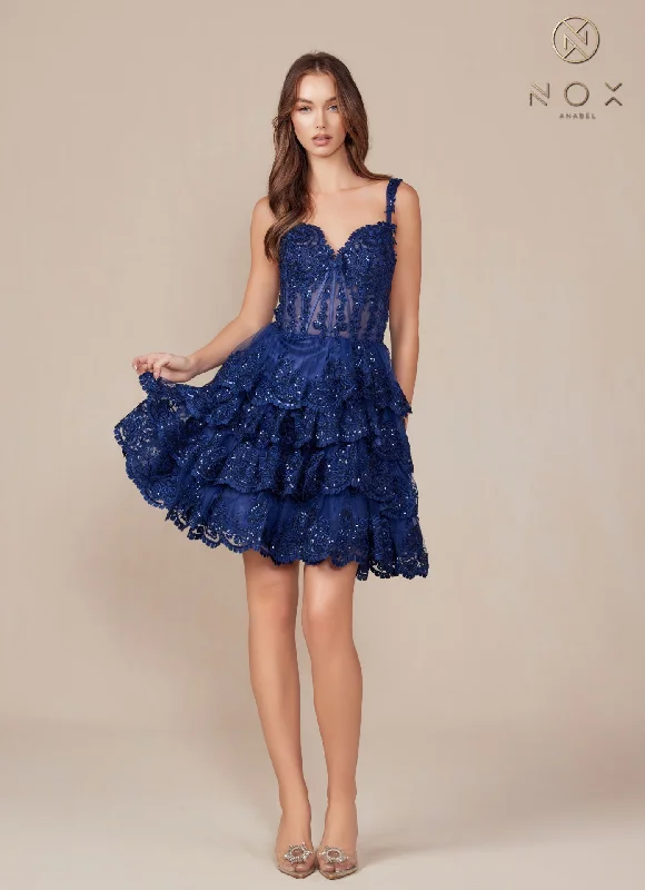 Nox Anabel R880 Sequin Short A Line Cocktail Homecoming Dress