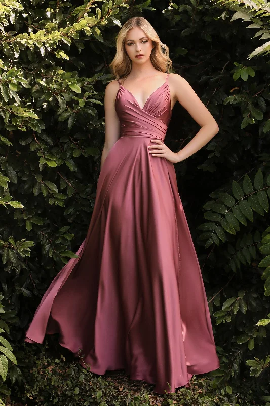 Cinderella Divine CD7485 Slit Long Prom Dress Mauve Rose