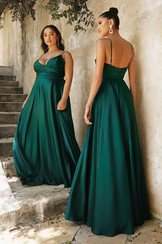 Cinderella Divine CD7485 Slit Long Prom Dress Emerald