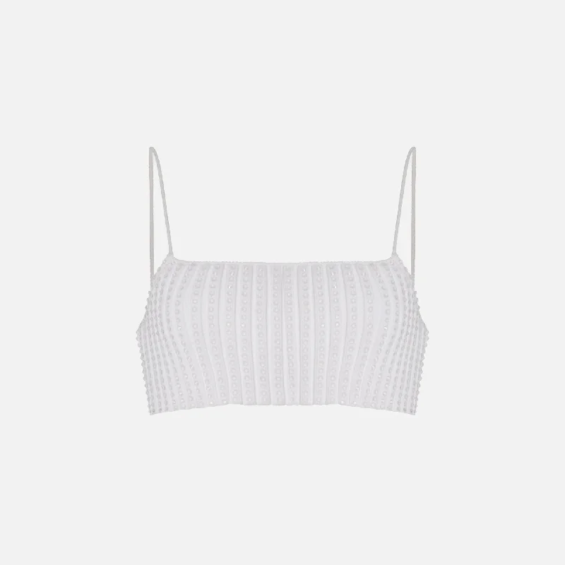 Alexander Wang Crystal Clear Rib Bandeau Bra - White