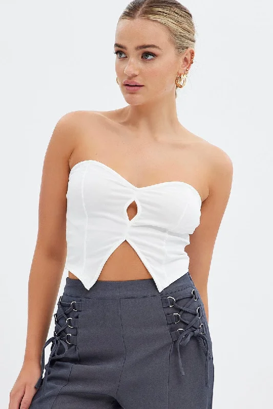 White Keyhole Bandeau Top Sweetheart