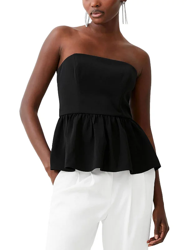 Womens Peplum Bandeau Strapless Top