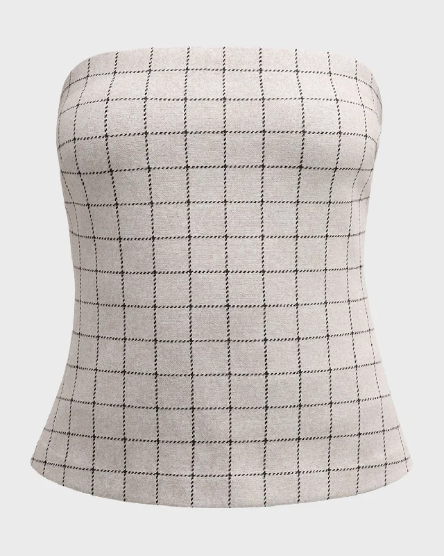 Windowpane Strapless Bandeau Tube Top