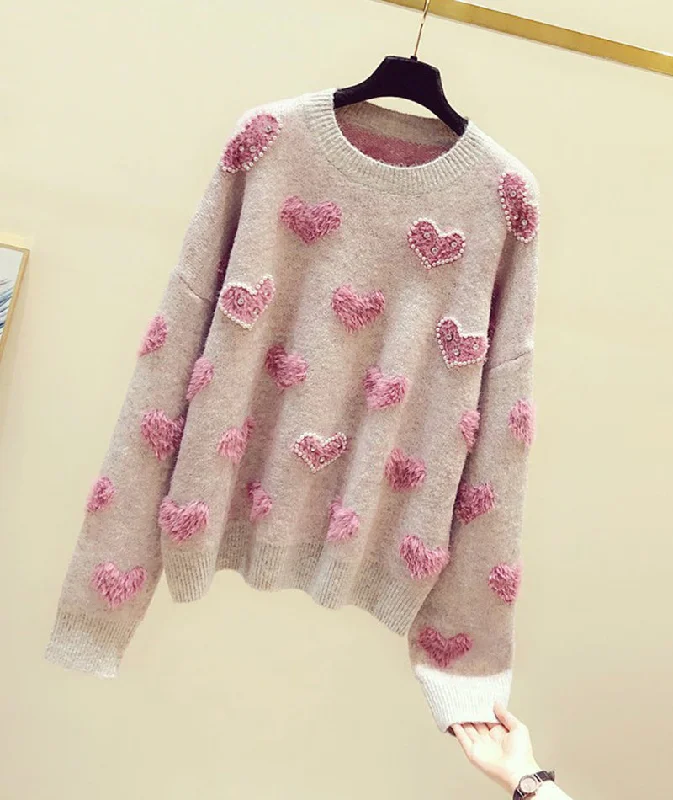 Cute round neck long sleeve sweater  098