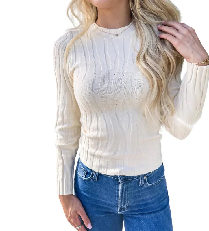 Hazel Textured Knit Top In Beige