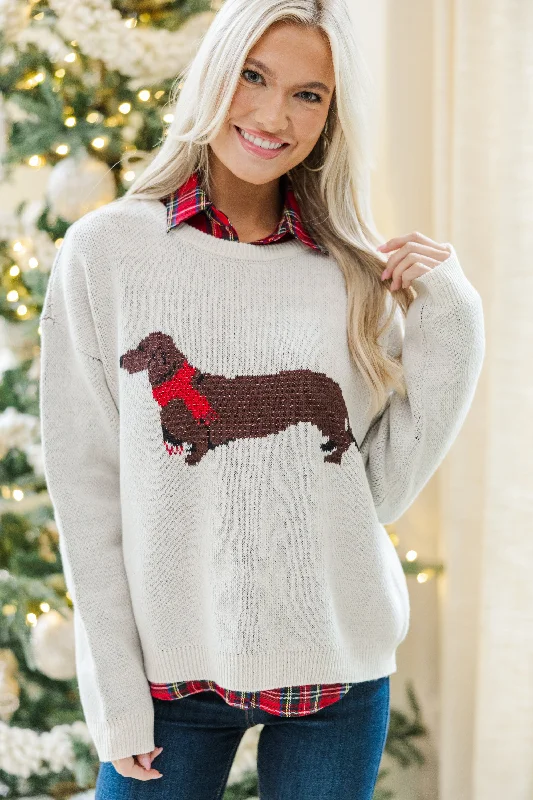 Home For The Holidays Cream Dachshund Sweater