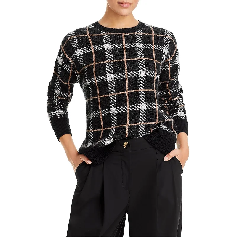 Womens Cashmere Plaid Pullover Sweater