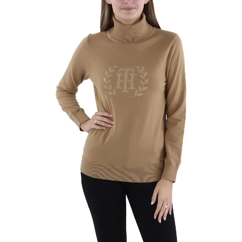 Womens Logo Pullover Turtleneck Sweater