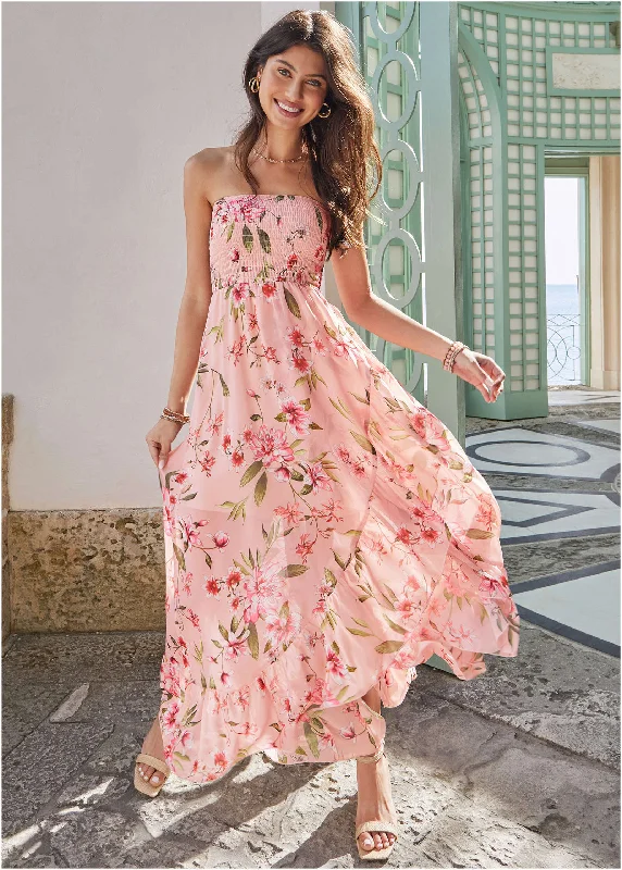 Strapless Smocked Maxi - Ethereal Floral