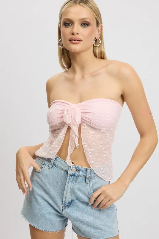 Pink Bandeau Top Lace