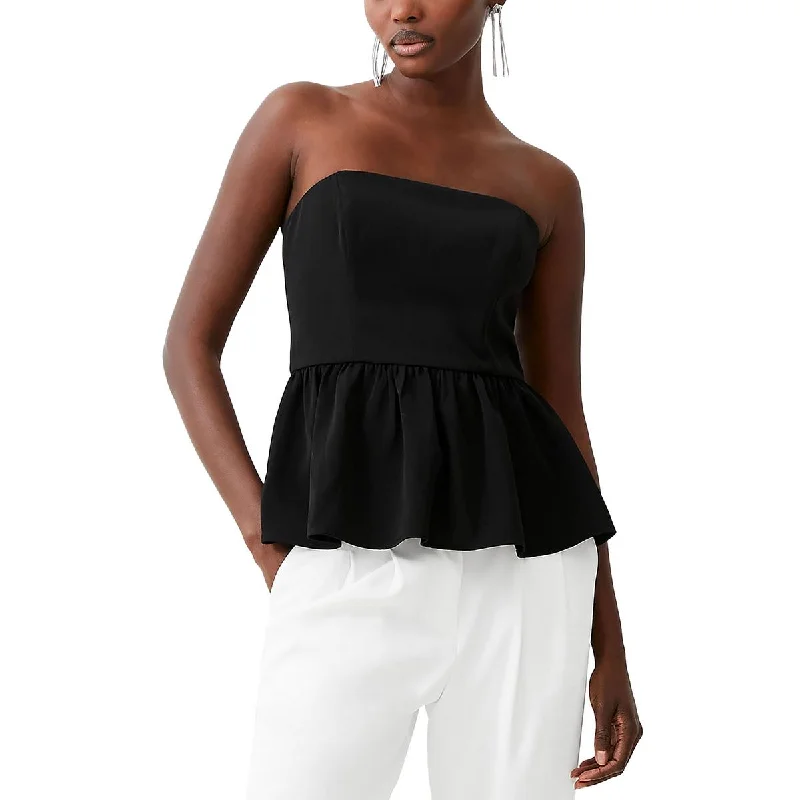 French Connection Womens Peplum Bandeau Strapless Top