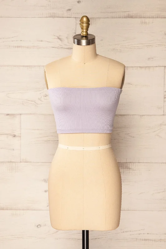 Arcachon Lilac | Ribbed Bandeau Top