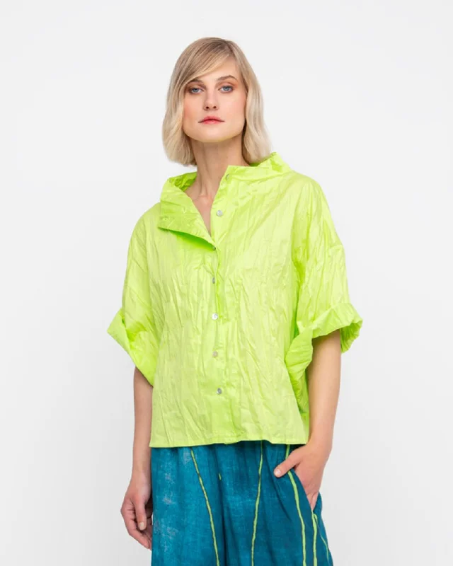 Ozai N Ku Crinkle Funnel Shirt, Lime