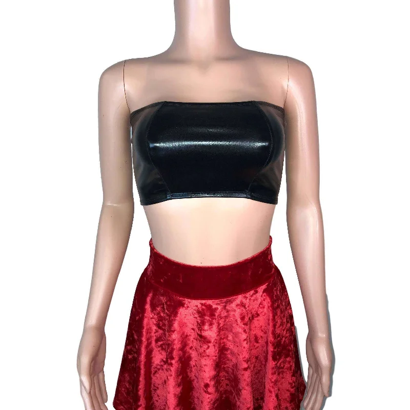 Tube Top Bandeau - Black Metallic "Wet Look"