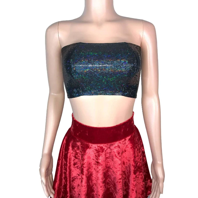 Tube Top Bandeau - Black Shattered Glass Holographic