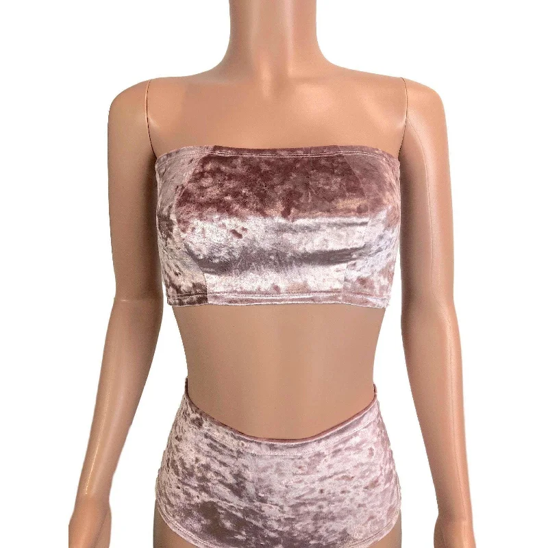 Tube Top Bandeau - Dusty Pink Crushed Velvet