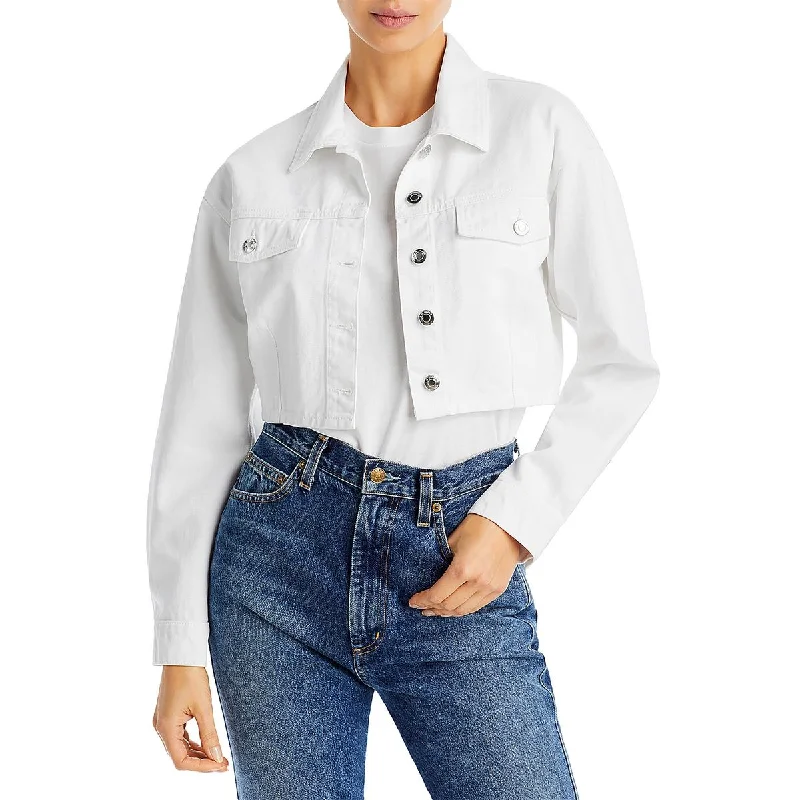 Mylene Womens Cropped Button-Down Denim Jacket