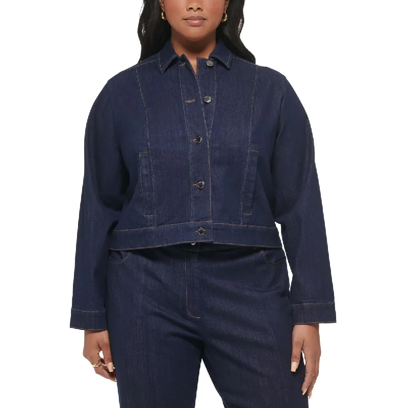 Plus Womens Lightweight Short Denim Jacket