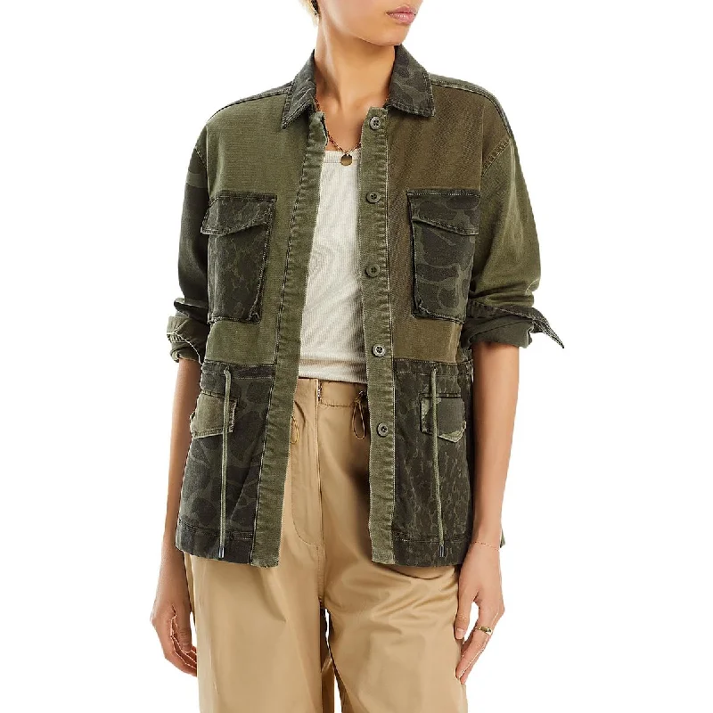 Evan Womens Camouflage Collar Denim Jacket