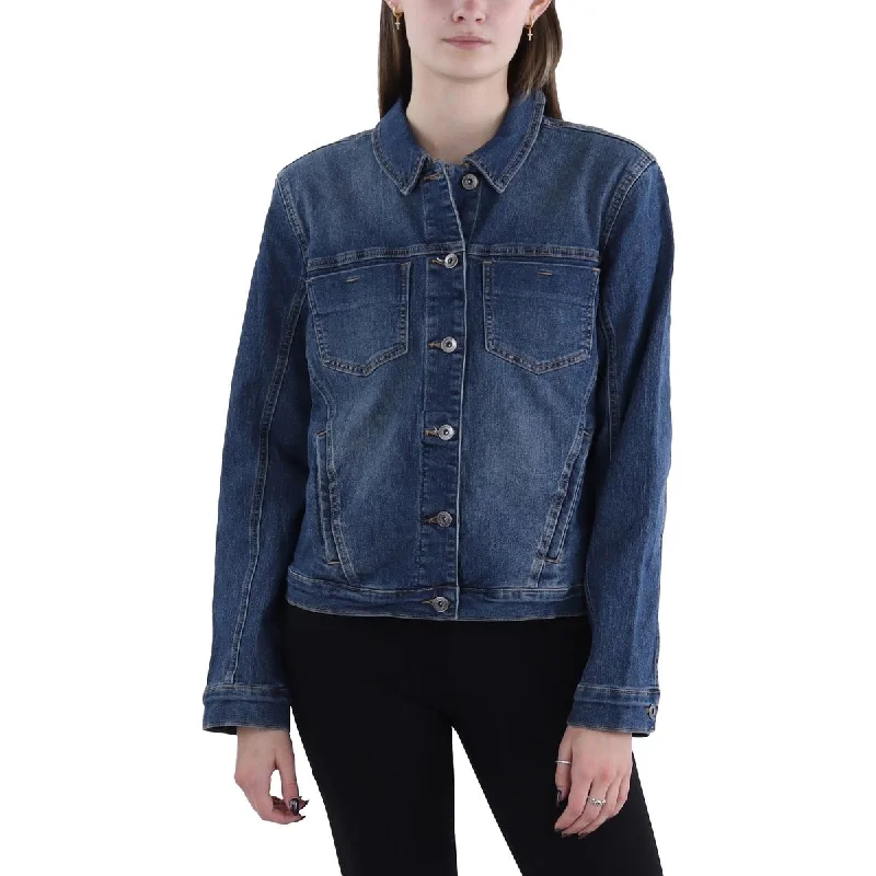 Vince Camuto Womens Trucker Utility Denim Jacket