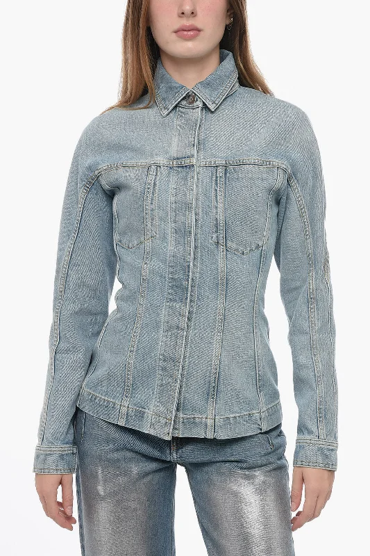 Alaia Fitted Denims Jacket with Visible Stitchies