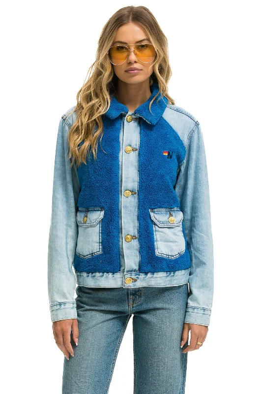 ASPEN SHERPA UNISEX DENIM JACKET - SUPER LIGHT BLUE