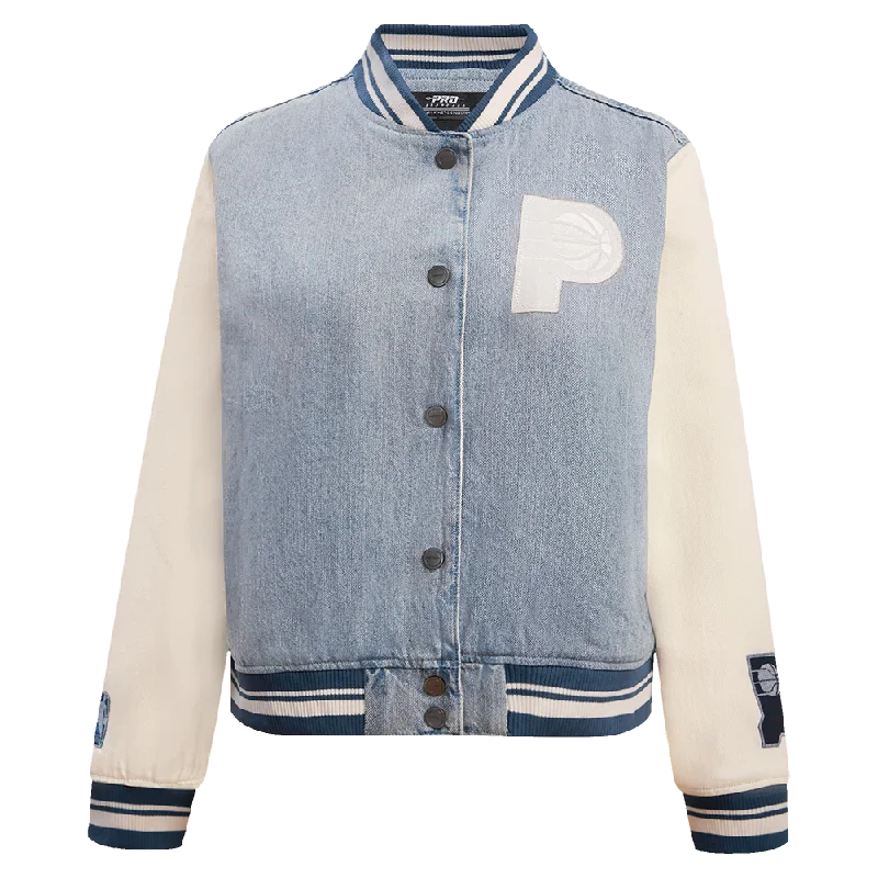 NBA INDIANA PACERS VARSITY BLUES W DENIM VARSITY JACKET (DENIM/LINEN)