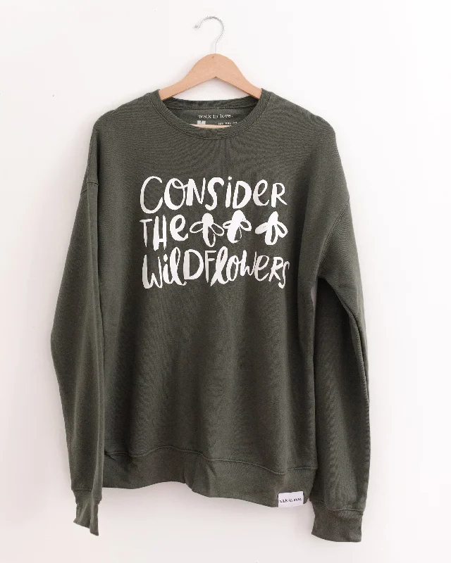 Consider the Wildflowers Military Green Sweatshirt