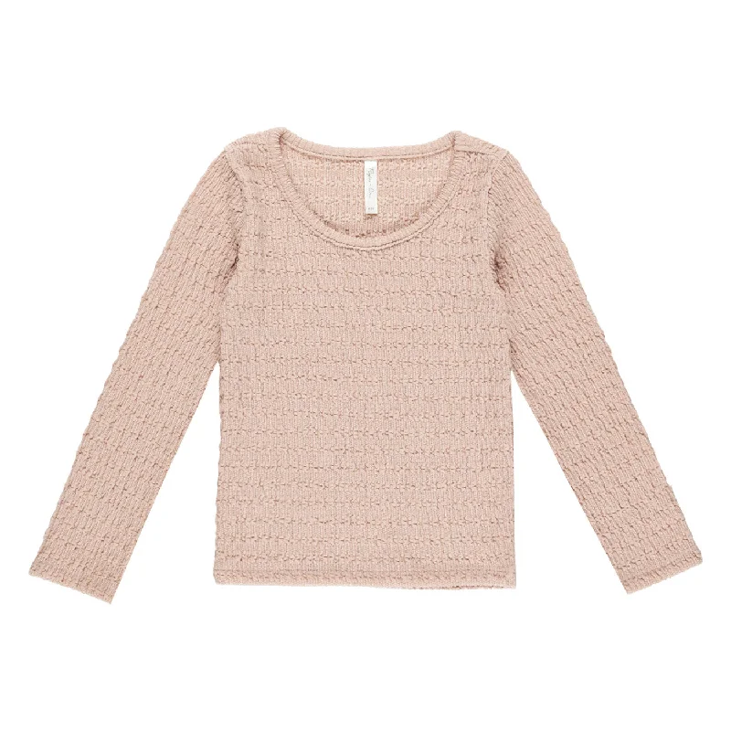 Textured Long Sleeve Top - Rose