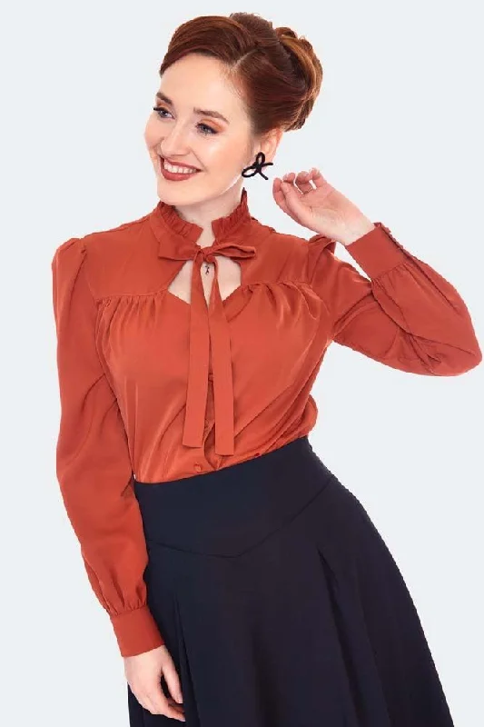 Tie Neck Long Sleeve Blouse