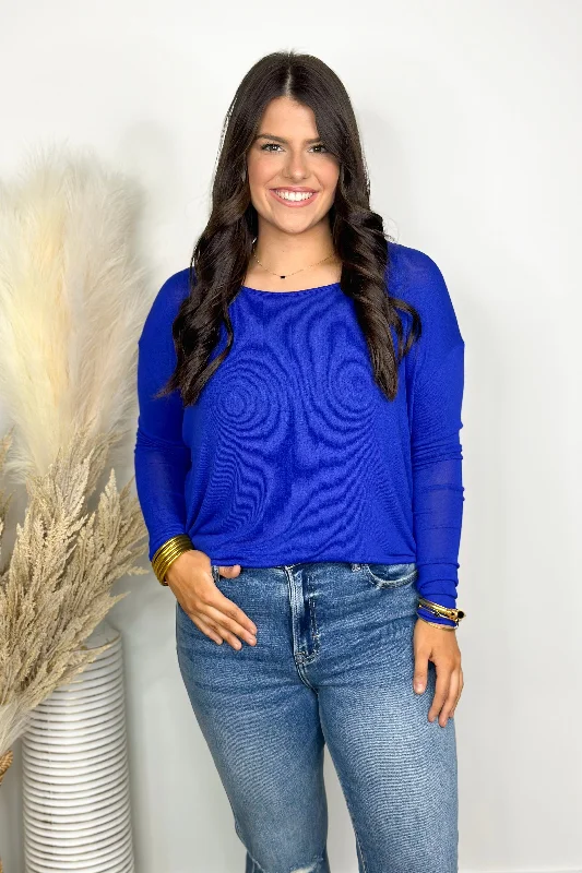 Royal Blue Lightweight Dolman Long Sleeve Top