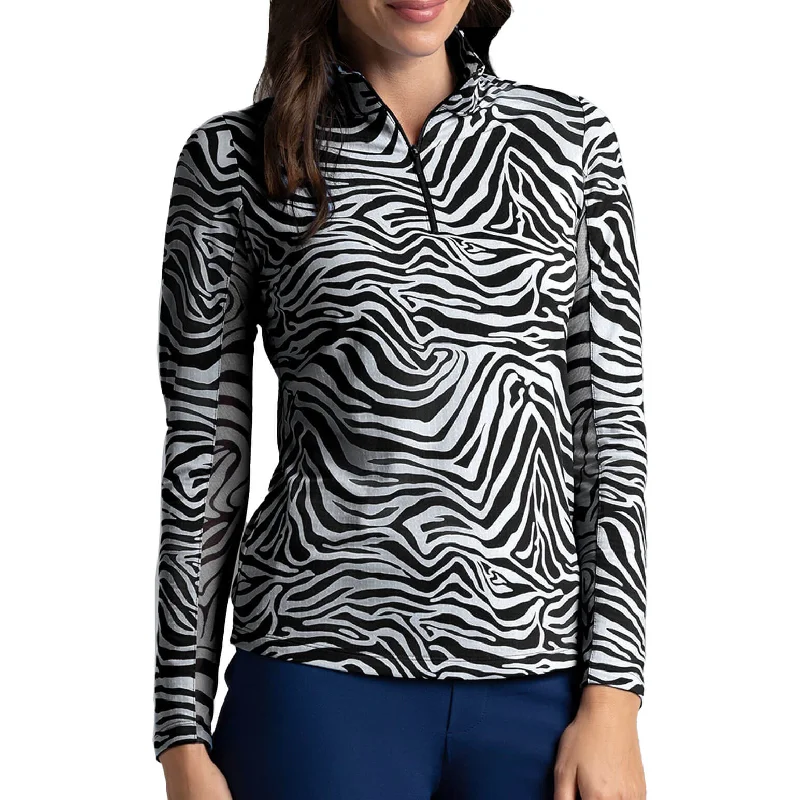 IBKUL Women's Cecilia Long Sleeve Mock Neck Top - Black/White