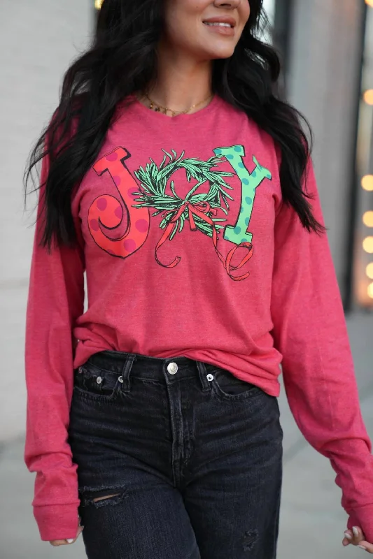 Joy Long Sleeve Tee In Red