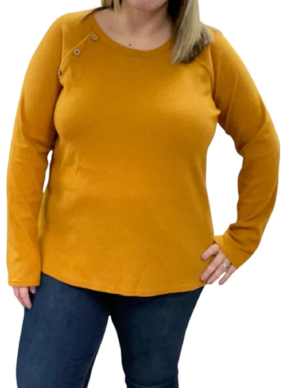 Long Sleeve With Button Details Top In Mustard