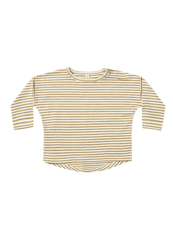 The Long Sleeve Tee by Quincy Mae - Gold Stripe