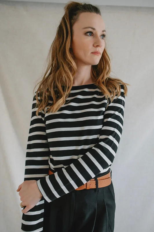 The Pamila Stripe Long Sleeve - Off White Mix - PLUS