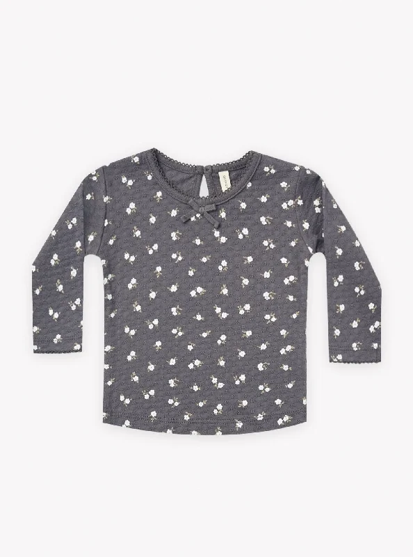 The Pointelle Long Sleeve by Quincy Mae - Dark Floral - BABY