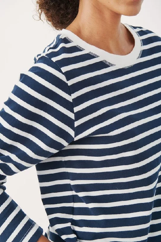 The Rong Stripe Long Sleeve by Part Two - Dark Navy - PLUS