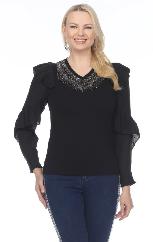 "Reva" Black Long Sleeve Top