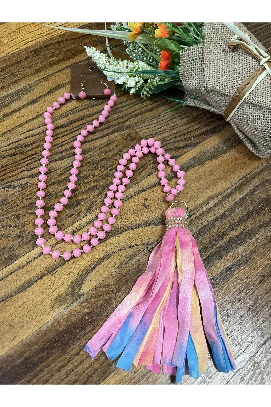 Emma Pink Tie Dye Necklace Set