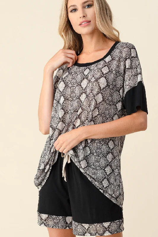 Snake Print Loungewear Short Set