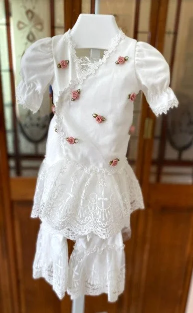 3 Piece Rosebud & Lace Kimono Set