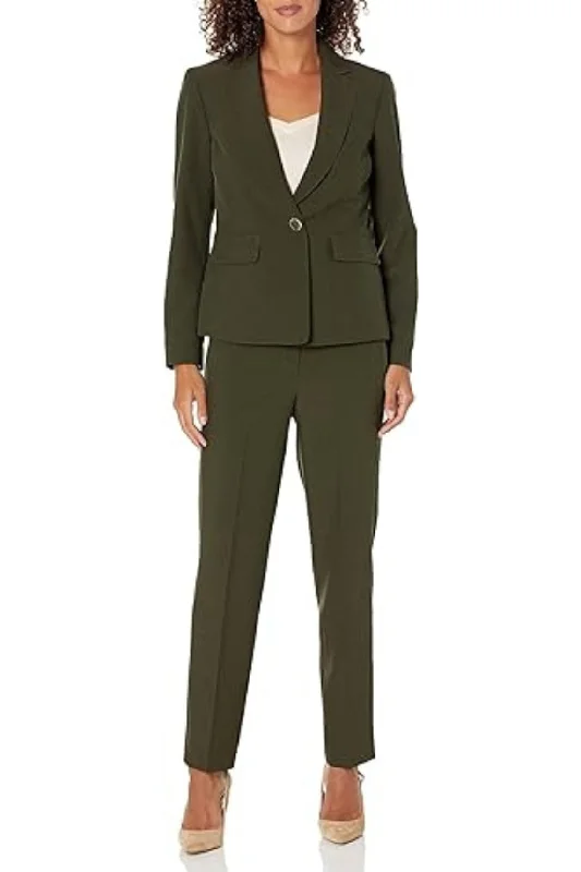 Le Suit Stretch Crepe One Button Pant Suit Set