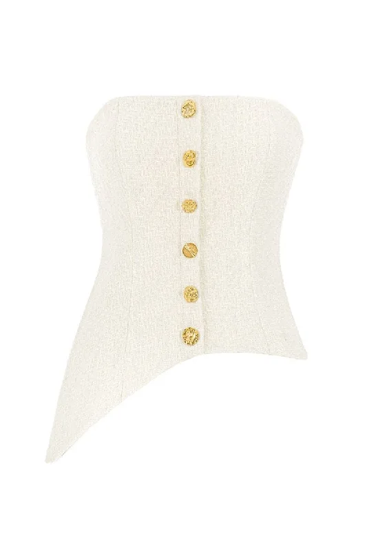 ASYMMETRIC GOLD-DETAILED TWEED CORSET