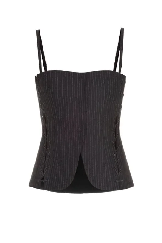 BLACK PINSTRIPE CORSET TOP