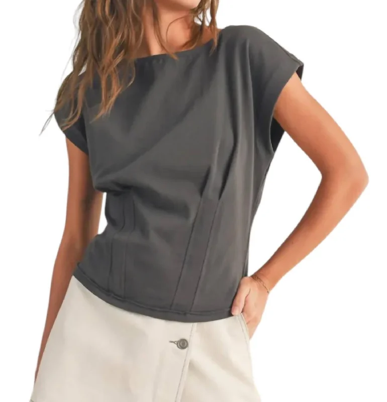 Corset Style Body Top In Grey