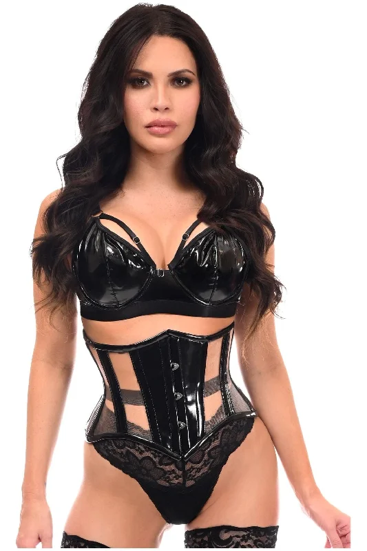 Flattering Black Patent & Nude Mini Corset Underbust Cincher