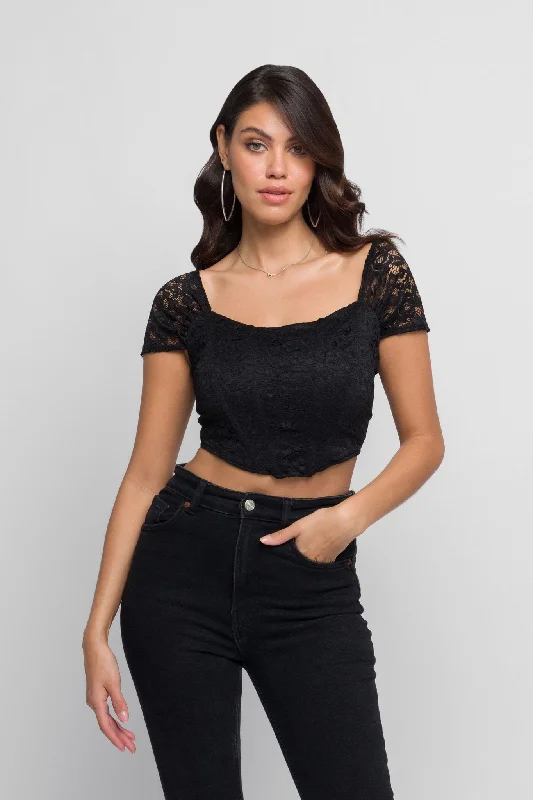 Kim Black Corset top in Lace