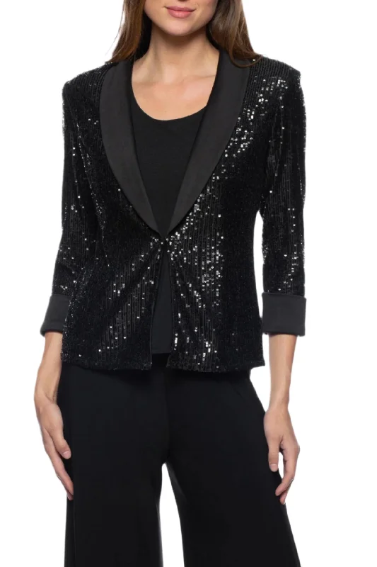 Marina scoop neck sequin top and jacket 2-piece set - Wholesale